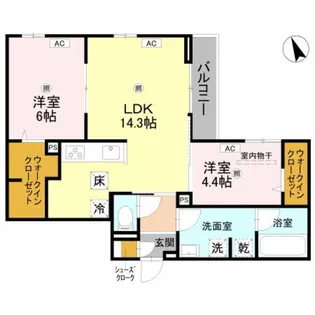 TORISIA長居大領【1階】の間取り