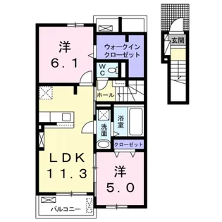 ルワンジュ草尾 Ⅰ【2階】の間取り