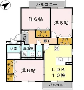 クレール E棟【3階】の間取り