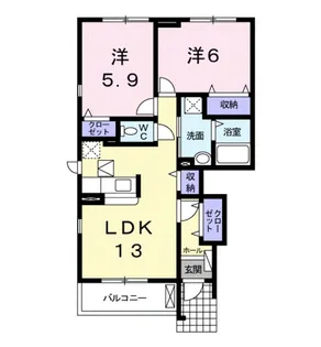 ソレイユ・イーストB棟【1階】の間取り