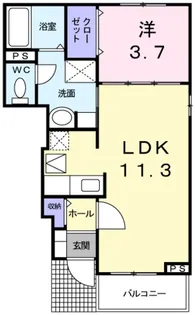カルム・メゾンB【1階】の間取り