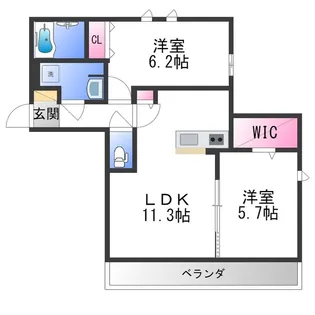 ラ・ポール鳳【2階】の間取り