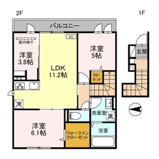 サンハイツ岡Ⅷ【2階】の間取り