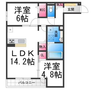 パサログランデ上野芝【2階】の間取り
