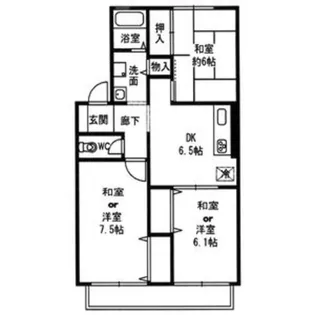 紙屋ハウス3番館D棟【1階】の間取り