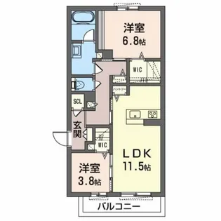 シャーメゾン セレーノA【2階】の間取り