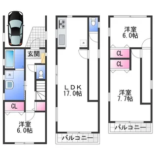 大阪府松原市天美北3丁目【一戸建】の間取り
