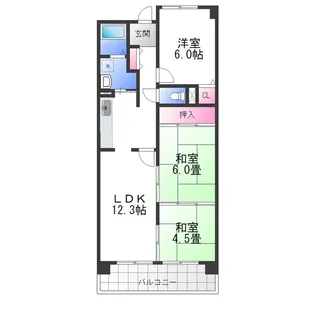 ボナージュ石橋【6階】の間取り