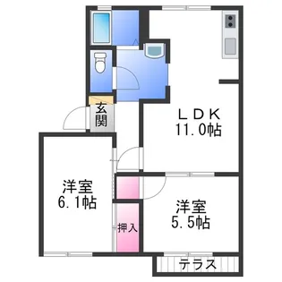 ファミール森【1階】の間取り