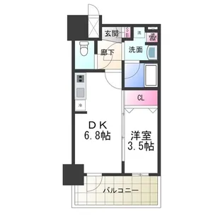 マンションはりげん鳳【6階】の間取り