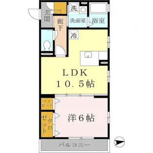 1LDKの間取り画像