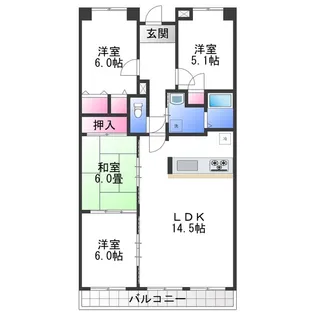 メゾンドールウィングヒルズ参番館【15階】の間取り