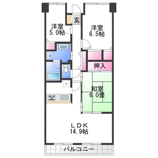 ルナコート富田林【2階】の間取り