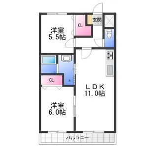 オープ松原【3階】の間取り