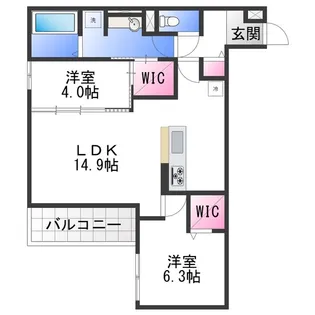 CASA MUKAINO【3階】の間取り