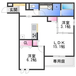 CASA MUKAINO【1階】の間取り