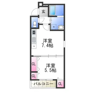 1DKの間取り画像