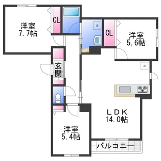 シャーメゾン アクシス【2階】の間取り