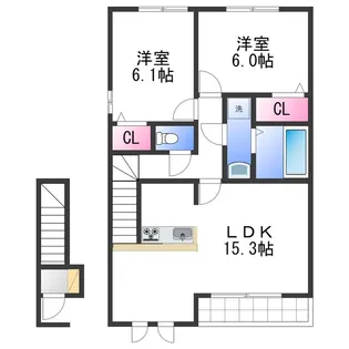 ジョイフル新宮【2階】の間取り