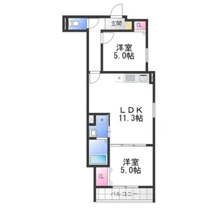クリエオーレ初芝【2階】の間取り