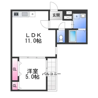 フジパレス松ノ浜【1階】の間取り