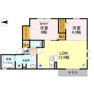 シャンノール北野田【1階】の間取り