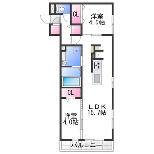 クレール津久野【3階】の間取り