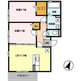 カーサ サンシビリテ ドゥーエ【2階】の間取り