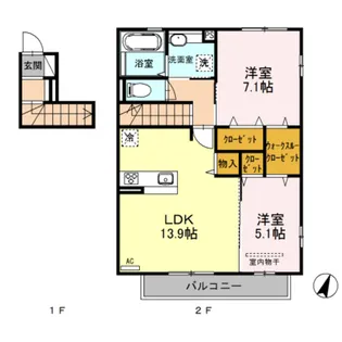 くみの木ヒルズⅠ【2階】の間取り