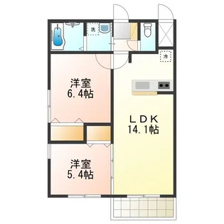 ハーベストコート伯太【1階】の間取り