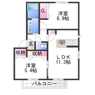ジュネスコートA棟【2階】の間取り
