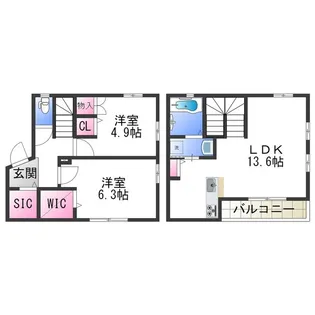 プチメゾン初芝【1階】の間取り