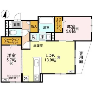 プライム金剛【1階】の間取り