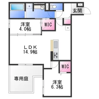 CASA MUKAINO【1階】の間取り