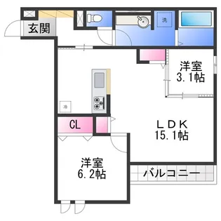 CASA MUKAINO【3階】の間取り