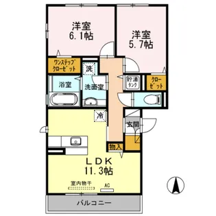 グランシャリオ天美【1階】の間取り