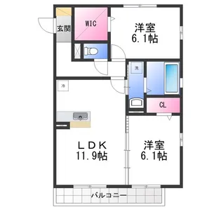 ヴラウニーメゾン・リラ【2階】の間取り