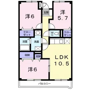 ラルジュウエスト【2階】の間取り