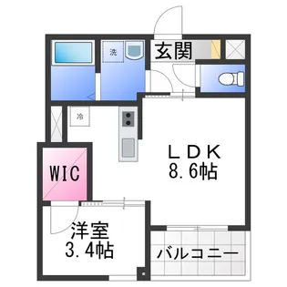ジーメゾン鳳南ルシア【3階】の間取り