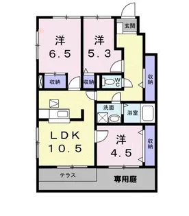 シャン・ド・フルール【1階】の間取り