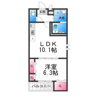 ラヴェリテ鳳【1階】の間取り
