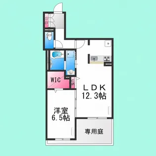 ファイブコート上野芝【1階】の間取り