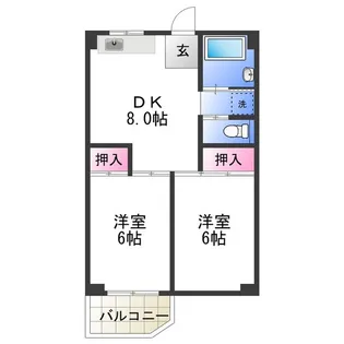 ビレッジハウス泉北栂タワー【6階】の間取り