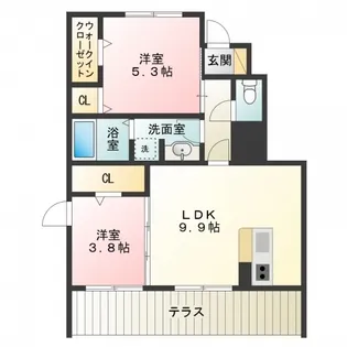 ウィット八平【1階】の間取り