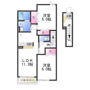 プリムローズT・K B【2階】の間取り