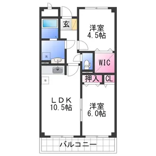 ファシナシオン毛見Ⅱ【4階】の間取り