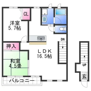 カルムガーデン岩出【201号室】の間取り