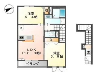 コーラルヴィラ出島B【206号室】の間取り