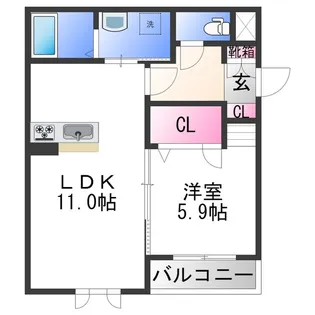 プロヌーブ今福Ⅱ A【2階】の間取り