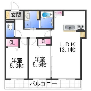 BEREO吹屋町【3階】の間取り